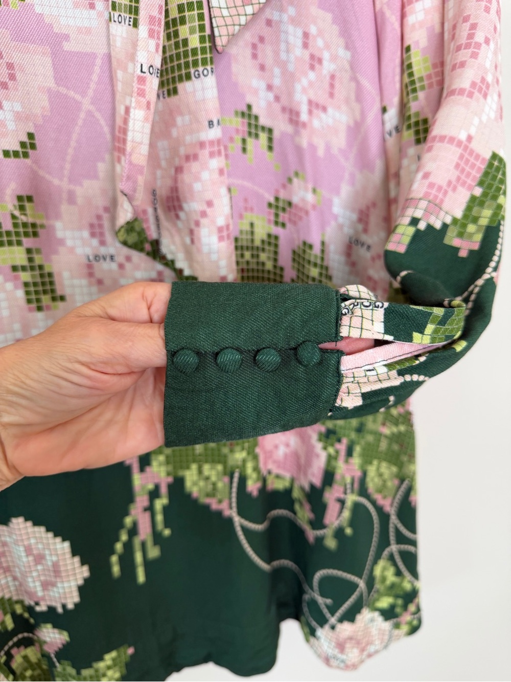 Anthropologie Pink and Green Floral Mini Dress - Picture 6 of 15